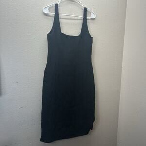 Lauren Ralph Lauren Black Square Neck Midi Dress Sz 10 Cocktail Party Classy LBD